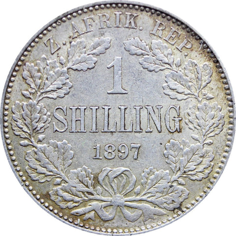 1897 Shilling South Africa Paul Kruger ZAR Silver Coin