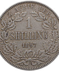 1897 Shilling South Africa Paul Kruger ZAR Silver Coin