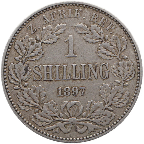1897 Shilling South Africa Paul Kruger ZAR Silver Coin