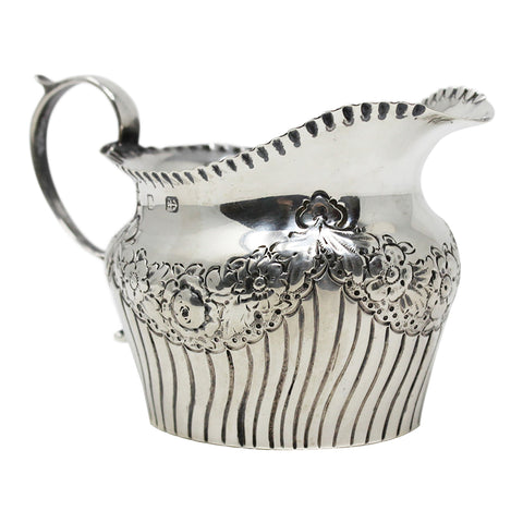 1898 Antique Victorian Era Sterling Silver Cream Jug Maker Barker Bros Birmingham Hallmarks