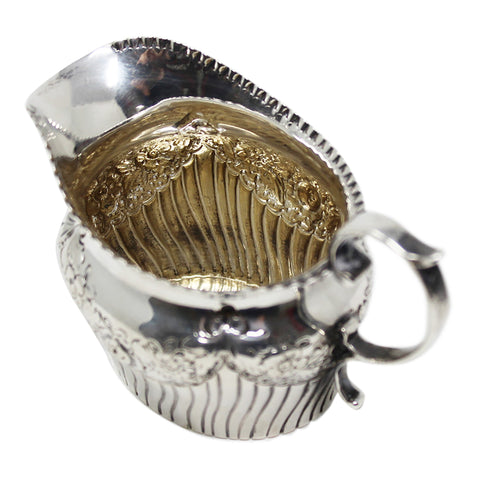 1898 Antique Victorian Era Sterling Silver Cream Jug Maker Barker Bros Birmingham Hallmarks