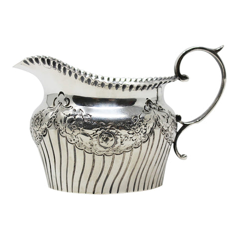1898 Antique Victorian Era Sterling Silver Cream Jug Maker Barker Bros Birmingham Hallmarks