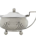 1898 Antique Victorian Era Sterling Silver Mustard Pot with Blue Glass Liner Silversmiths Henry Stratford Sheffield Hallmarks