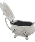 1898 Antique Victorian Era Sterling Silver Mustard Pot with Blue Glass Liner Silversmiths Henry Stratford Sheffield Hallmarks