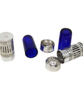 1898 Antique Victorian Era Sterling Silver Pair Pepper Shakers with Blue Glass Liners Silversmith Atkin Brothers Sheffield Hallmarks