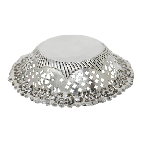 1898 Antique Victorian Era Sterling Silver Pierced Dish Silversmith Robert James Chaplin & Sons London Hallmarks