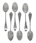 1898 Antique Victorian Era Sterling Silver Set Six Tea Spoons Silversmith Wakely & Wheeler (James Wakely & Frank Clarke Wheeler) London Hallmarks