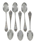 1898 Antique Victorian Era Sterling Silver Set Six Tea Spoons Silversmith Wakely & Wheeler (James Wakely & Frank Clarke Wheeler) London Hallmarks