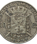 1899 50 Centimes Belgium Coin Silver Leopold II Dutch text