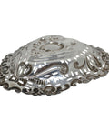 1899 Antique Victorian Era Heart Shaped Sterling Silver Pierced Dish Silversmith H Humphries & Co Birmingham Hallmarks