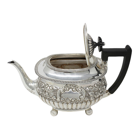 1899 Antique Victorian Era Large Sterling Silver Tea Pot Silversmiths Martin, Hall & Co (Richard Martin & Ebenezer Hall) Sheffield Hallmarks