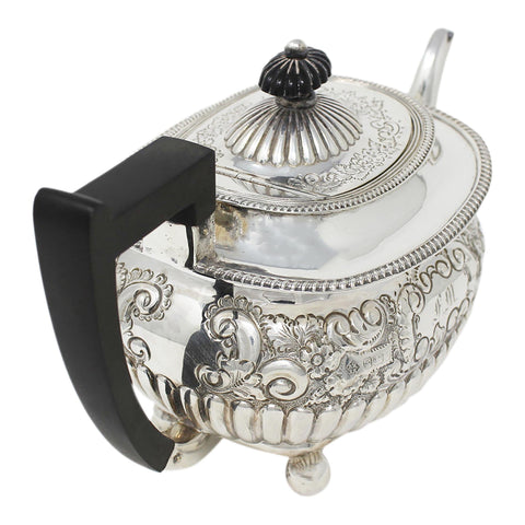 1899 Antique Victorian Era Large Sterling Silver Tea Pot Silversmiths Martin, Hall & Co (Richard Martin & Ebenezer Hall) Sheffield Hallmarks