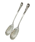 1899 Antique Victorian Era Pair Solid Silver Serving Spoons Silversmith Josiah Williams & Co (George Maudsley Jackson & David Landsborough Fullerton) London Hallmarks