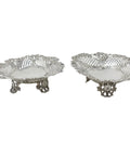 1899 Antique Victorian Era Pair Sterling Silver Pierced Dishes Silversmiths Elkington & Co Ltd Sheffield Hallmarks