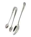 1899 Antique Victorian Era Set Six Sterling Silver Tea Spoons and Sugar Tongs Silversmith J Sherwood & Sons Birmingham Hallmarks