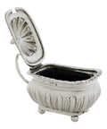 1899 Antique Victorian Era Sterling Silver Mustard Pot with Blue Glass Liner Silversmiths William Aitken Chester Hallmarks