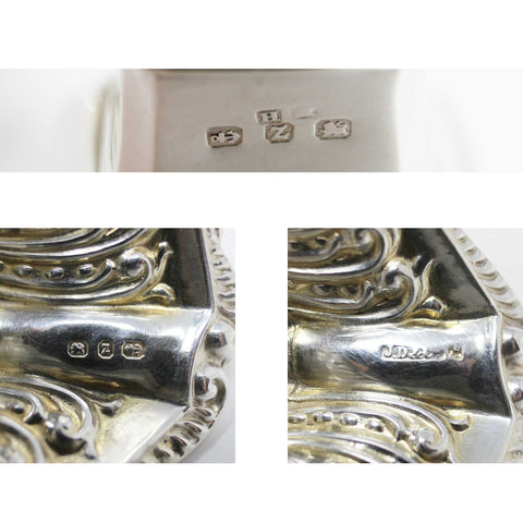 1899 Antique Victorian Era Sterling Silver Pepper Shaker and Two Salt Pots Silversmiths Henry Matthews and Johnson, Durban & Co Ltd Birmingham Hallmarks