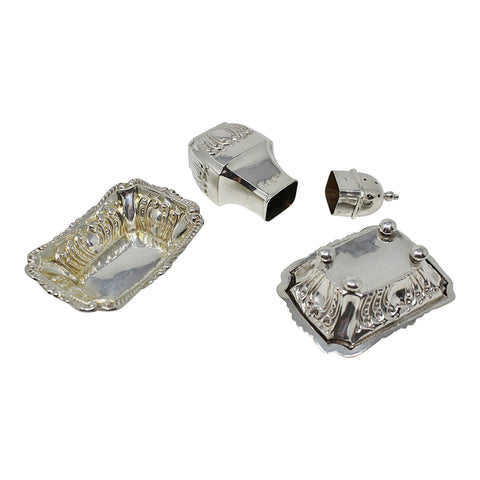 1899 Antique Victorian Era Sterling Silver Pepper Shaker and Two Salt Pots Silversmiths Henry Matthews and Johnson, Durban & Co Ltd Birmingham Hallmarks