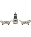 1899 Antique Victorian Era Sterling Silver Pepper Shaker and Two Salt Pots Silversmiths Henry Matthews and Johnson, Durban & Co Ltd Birmingham Hallmarks