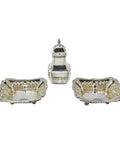 1899 Antique Victorian Era Sterling Silver Pepper Shaker and Two Salt Pots Silversmiths Henry Matthews and Johnson, Durban & Co Ltd Birmingham Hallmarks