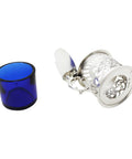 1899 Antique Victorian Era Sterling Silver Pierced Mustard Pot with Blue Glass Liner Silversmiths William Hutton & Sons Ltd London Hallmarks