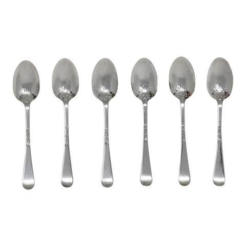 1899 Antique Victorian Era Sterling Silver Set Six Tea Spoons Silversmith Thomas Bradbury & Sons London Hallmarks