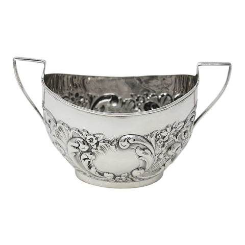1899 Antique Victorian Era Sterling Silver Sugar Bowl Silversmith William Locke & Co Birmingham Hallmarks