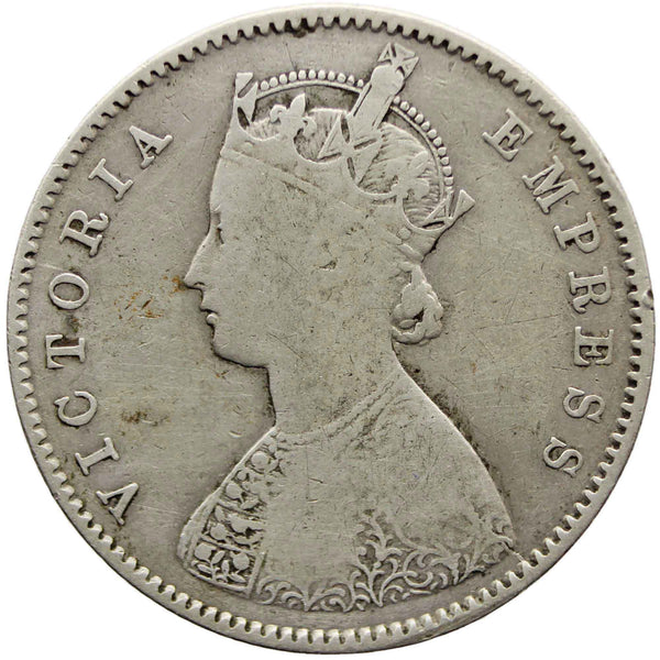 1899 Half Rupee Coin British India Victoria Silver Coin C incuse Type A Bust, Type I Reverse