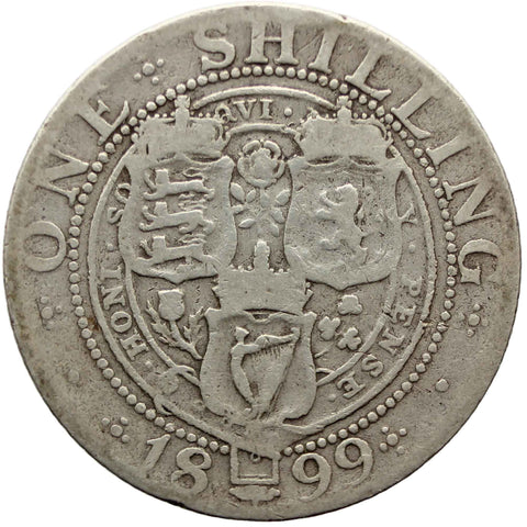 1899 Shilling Victoria Queen Great Britain Silver British Coin