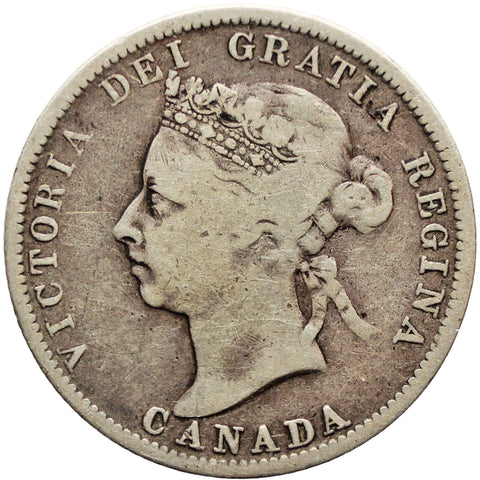 1900 25 Cents Victoria Canada Coin Silver