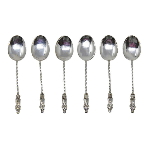 1900 Antique Victorian Era Apostle Set Six Tea Spoons with original Case Maker Miller Bros Birmingham Hallmarks