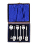 1900 Antique Victorian Era Apostle Set Six Tea Spoons with original Case Maker Miller Bros Birmingham Hallmarks