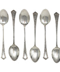 1900 Antique Victorian Era Sterling Silver Set Six Tea Spoons Silversmith Lee & Wigfull (Henry Wigfull) Sheffield Hallmarks