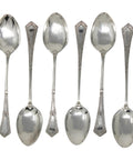 1900 Antique Victorian Era Sterling Silver Set Six Tea Spoons Silversmith Lee & Wigfull (Henry Wigfull) Sheffield Hallmarks
