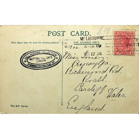 1900s Australia Melbourne Bullock Team Postcard with Victoria One Penny Red Stamp