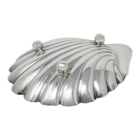 1901 Antique Victorian Era Shell Shaped Sterling Silver Dish Silversmith Atkin Brothers Sheffield Hallmarks