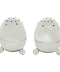 1901 Antique Victorian Era Egg Shaped Sterling Silver Pair Pepper Salt Shakers Silversmiths Fordham & Faulkner (William Charles Fordham & Albert Buckley Faulkner) Sheffield Hallmarks