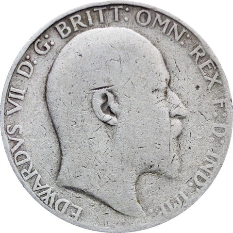 1902 - 1910 One Florin Edward VII Great Britain 2 Shillings Silver Coin