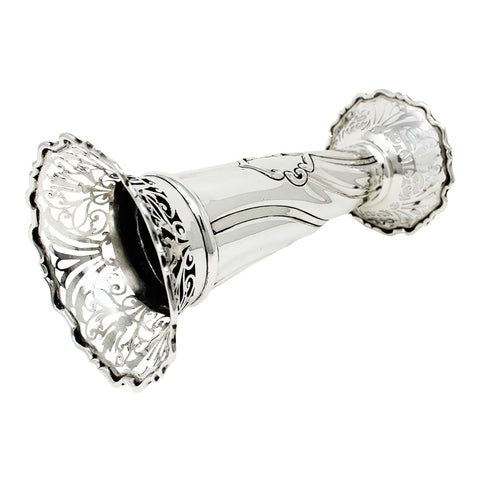 1902 Antique Edwardian Era Large Sterling Silver Vase Pierced Decoration Silversmiths Sibray, Hall & Co Ltd (Charles Clement Pilling) London Hallmarks