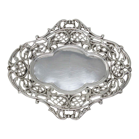 1902 Antique Edwardian Era Pierced Bonbon Dish Silversmith Henry Matthews Birmingham Hallmarks
