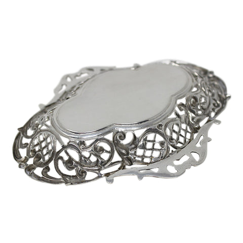1902 Antique Edwardian Era Pierced Bonbon Dish Silversmith Henry Matthews Birmingham Hallmarks