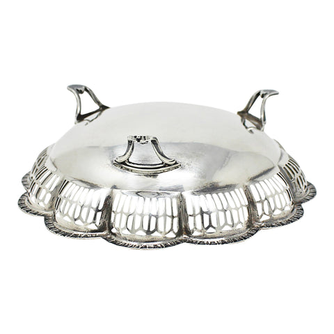 1902 Antique Edwardian Era Pierced Bonbon Dish Silversmith Synyer & Beddoes (Harry Synyer & Charles Joseph Beddoes) Birmingham Hallmarks