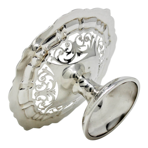 1902 Antique Edwardian Era Pierced Bonbon Dish Silversmith William Aitken Birmingham Hallmarks