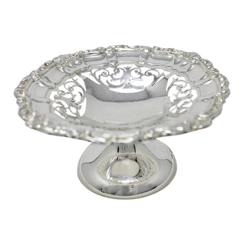 1902 Antique Edwardian Era Pierced Bonbon Dish Silversmith William Aitken Birmingham Hallmarks