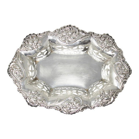 1902 Antique Edwardian Era Pierced Dish Silversmith C T Burrows & Sons (Charles Turman Burrows) Birmingham Hallmarksrdian Era Pierced Dish Silversmith C T Burrows & Sons (Charles Turman Burrows) Birmingham Hallmarks