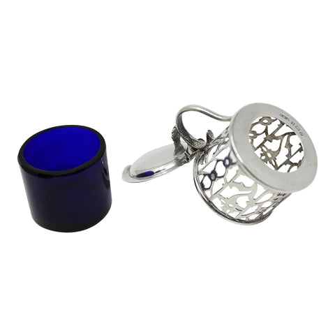 1902 Antique Edwardian Era Sterling Silver Mustard Pot Silversmiths E S Barnsley & Co (Edward Souter Barnsley) Birmingham Hallmarks