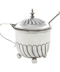 1902 Antique Edwardian Era Sterling Silver Mustard Pot with Blue Liner and Spoon Silversmith Horace Woodward & Co Ltd London Hallmarks