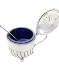 1902 Antique Edwardian Era Sterling Silver Mustard Pot with Blue Liner and Spoon Silversmith Horace Woodward & Co Ltd London Hallmarks