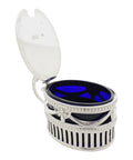 1902 Antique Edwardian Era Sterling Silver Pierced Mustard Pot with Blue Glass Liner William Hutton & Sons Ltd London Hallmarks