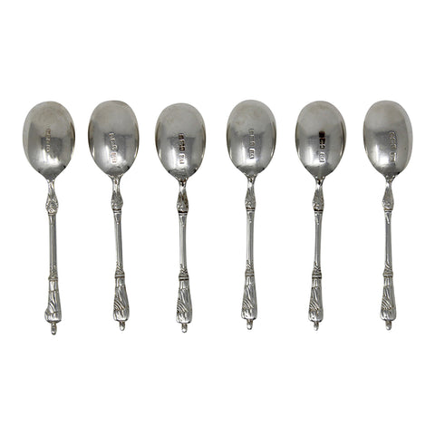 1903 Antique Edwardian Era Apostle Set Six Tea Spoons Silversmith Atkin Brothers Sheffield Hallmarks